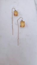 Citrine Rectangular Thread Earrings.