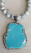 White Turquoise with crystal encrusted Howlite pendant.