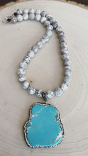 White Turquoise with crystal encrusted Howlite pendant.