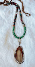 Bezeled Pave Rhinestone Agate Slice, Indian Bloodstone & Jade