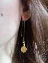 Hammered Gold Coin Threader Earrings