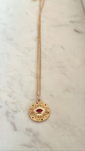 SOLD~Gold Multi-Gemstone Evil Eye Pendant Necklace.