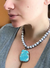 White Turquoise with crystal encrusted Howlite pendant.