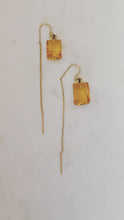 Citrine Rectangular Thread Earrings.