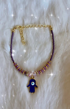 Lavender Hamsa Hand Anklet.