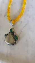 SOLD~Yellow Jade Necklace with Pyrite and Emerald Quartz Sterling Silver Pendant