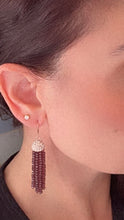 Burgundy Beaded Pavé Cap Earrings