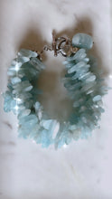 SOLD~Aquamarine triple strand gemstone bracelet