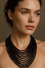Black Spinel Bib Necklace
