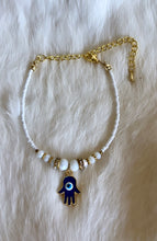 White Hamsa Hand Anklet.
