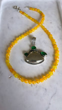 SOLD~Yellow Jade Necklace with Pyrite and Emerald Quartz Sterling Silver Pendant