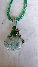 Arizona Emerald Quartz Necklace with Ruby in Fuchsite Pendant