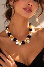 Keshi Pearls Necklace with Natural Raw Garnet, Citrine Briolettes, and 14k Gold Clasp