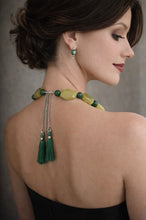 Olive Jade Statement Necklace with Tassel Detail