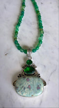 Arizona Emerald Quartz Necklace with Ruby in Fuchsite Pendant