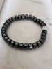 Hematite Rondelle White Turquoise Tube Stretch Bracelet