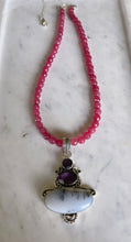 SOLD~Pink Topaz Necklace with Amethyst and Dendritic Opal Sterling Silver Pendant