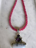 Pink Topaz Necklace with Amethyst and Dendritic Opal Sterling Silver Pendant