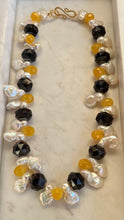 Keshi Pearls Necklace with Natural Raw Garnet, Citrine Briolettes, and 14k Gold Clasp