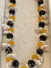 Keshi Pearls Necklace with Natural Raw Garnet, Citrine Briolettes, and 14k Gold Clasp