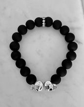 Matte Black Agate Skull Stone Bracelet.
