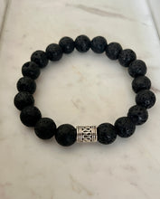 Raw Lava stones & Bali Bead Stretch Bracelet