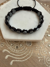 Double Row Hematite Hexagon Macramé Shamballa Adjustable Bracelet