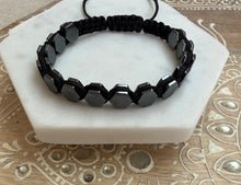Double Row Hematite Hexagon Macramé Shamballa Adjustable Bracelet