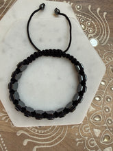 Double Row Hematite Hexagon Macramé Shamballa Adjustable Bracelet