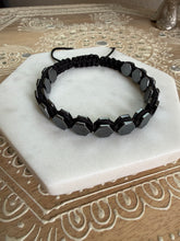 Double Row Hematite Hexagon Macramé Shamballa Adjustable Bracelet