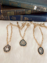 Druzy Agate Paperclip Necklace.