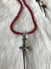 SOLD~Ruby-Agate & Hematite Medieval Sword Necklace