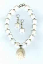 Mother of Pearl Squares & Carved Snake Pendant.