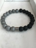 Black Lava & Natural Druzy stone stretch bracelet.