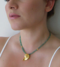 Chrysoprase Gold Shell Necklace.