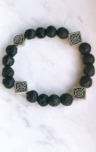 Black Lava Stone & Carved Celtic Stretch Bracelet