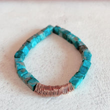 SOLD~Turquoise cube stretch bracelet.