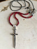 Ruby-Agate & Hematite Medieval Sword Necklace