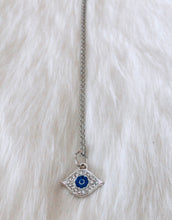 Blue and Silver Evil Eye Pendant Necklace.