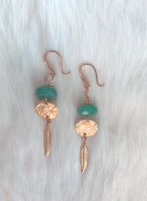 SOLD~Green Aventurine gold disc earrings.