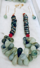 Peruvian Opal, Peacock Freshwater Pearls and Cherry Quartz Necklace