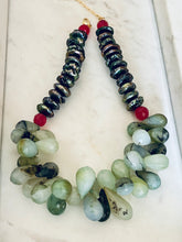 Peruvian Opal, Peacock Freshwater Pearls and Cherry Quartz Necklace