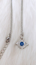 Blue and Silver Evil Eye Pendant Necklace.