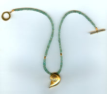 Chrysoprase Gold Shell Necklace.