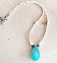 SOLD ~ Fresh Water Baby Pearls & Amazonite Pendant Necklace