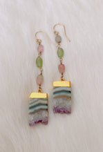 Amethyst & Tourmaline Stalactite Slice Earrings.