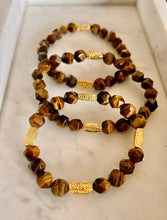 SOLD~Tigers Eye & Gold Plated Bars Stretch Bracelet