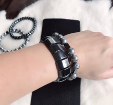 Hematite Dual Flat Stretch Bracelet