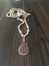 Champagne colored Pearls and Sparkling Druzy