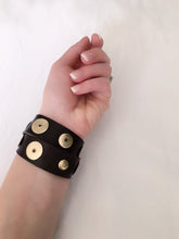 Dark brown leather double-wrap bracelet